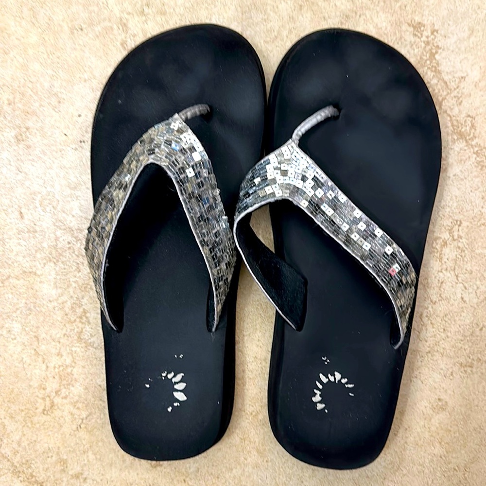 Yellow box flip flops